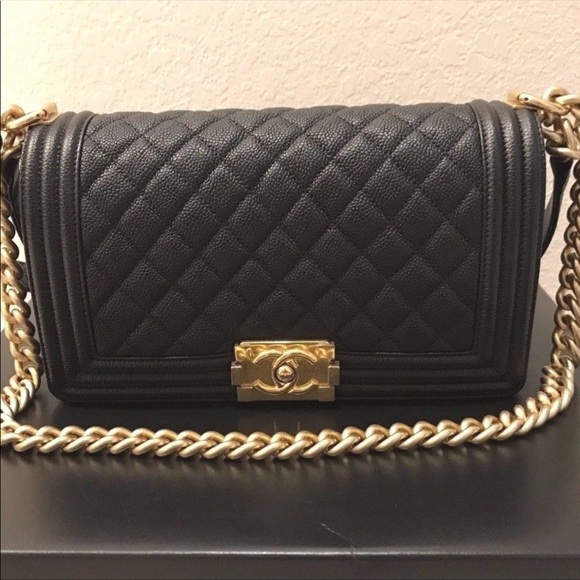 CHANEL Handbags - CHANEL Caviar Quilted Medium Boy Flap Black